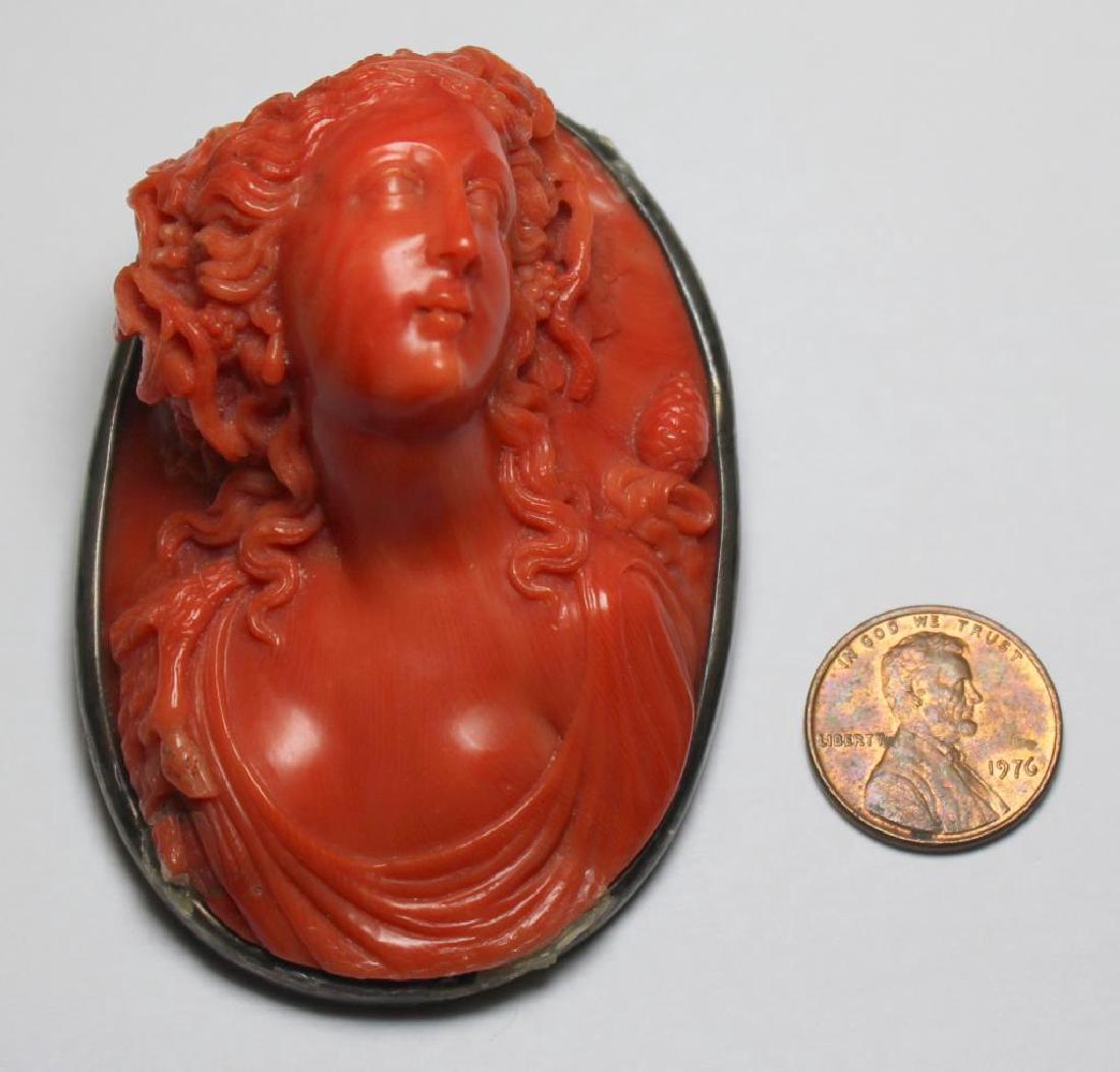 JEWELRY. Exceptionally Carved Coral Cameo of a (1 of 13)