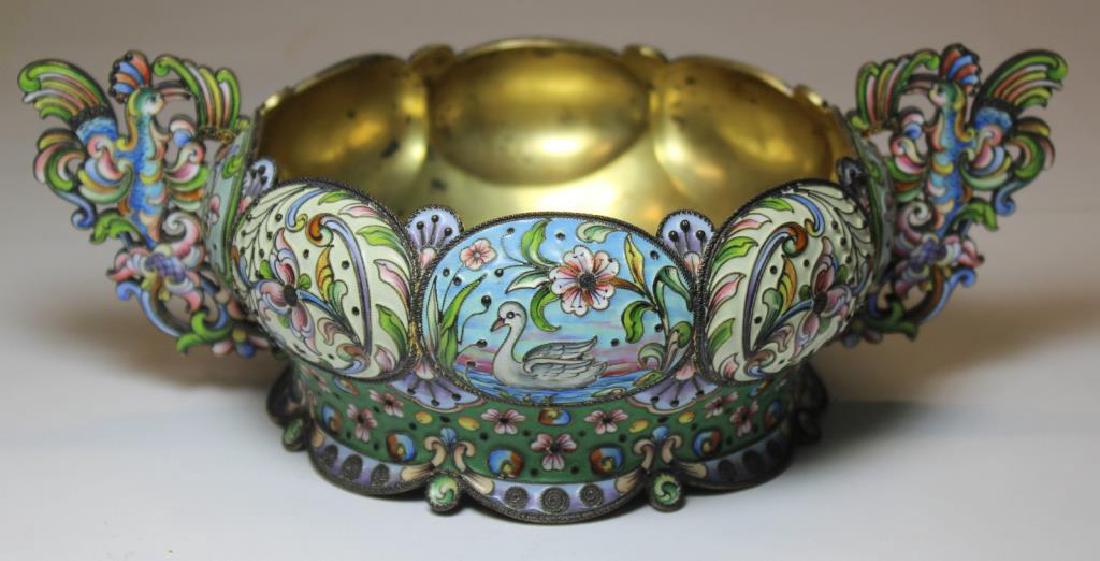 SILVER. Russian Silver Gilt and Enamel Bowl with (1 of 9)
