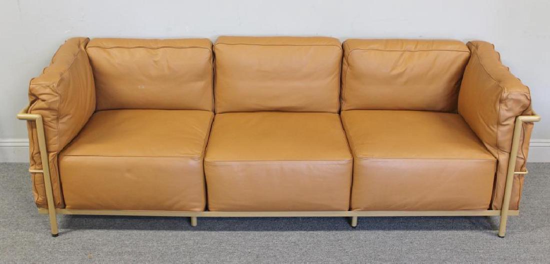 After Le Corbusier Tan Leather LC2 Style Sofa. (1 of 4)