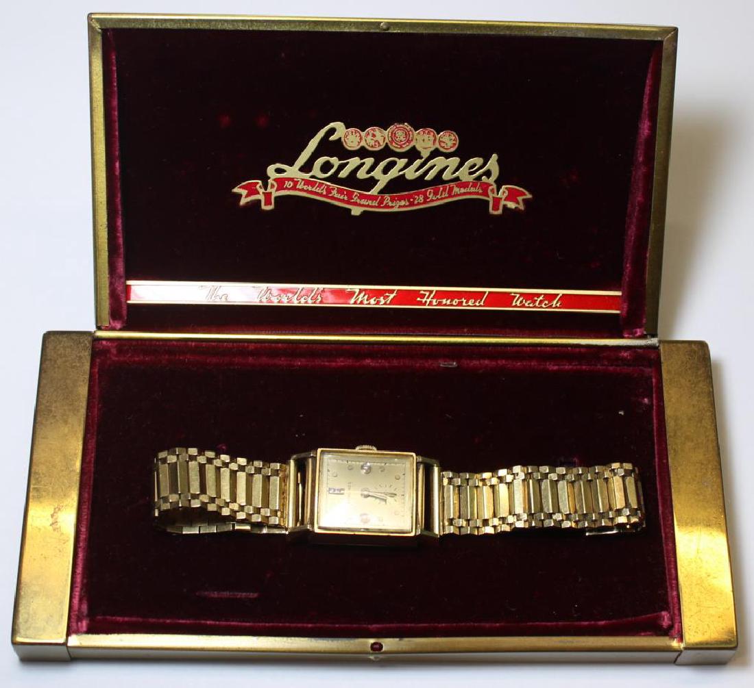JEWELRY. Men's 14kt Gold Longines Watch. (1 of 8)