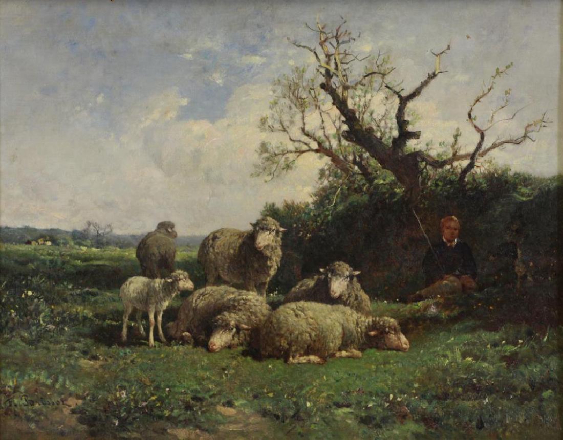 BRISSOT, F. Oil on Canvas. Sheep at Pasture. (1 of 7)
