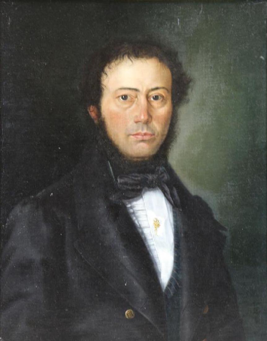 19th C. Oil on Canvas. Portrait of a Gentleman.: Monogrammed G.W. 1841 lower right. From a Hastings on Hudson, NY estate. - Dimensions: 17" high x 13.5" wide.