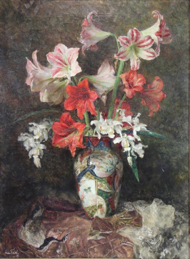 WRABETZ, Anton. Oil on Canvas. Lilies in an Asian (1 of 8)