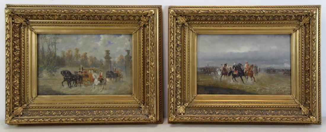 Pair of Late 19th C Signed Oil on Panel Equestrian (1 of 9)