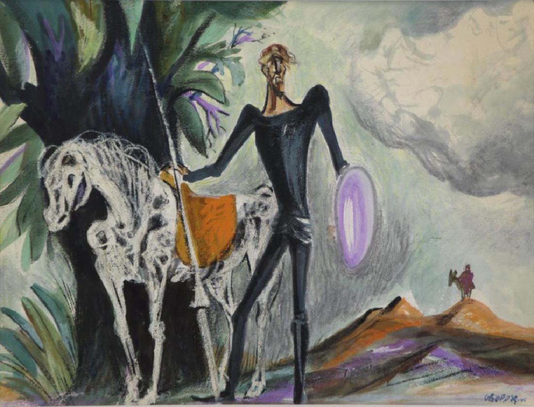 GROPPER, William. Gouache on Paper "Don Quixote (1 of 8)