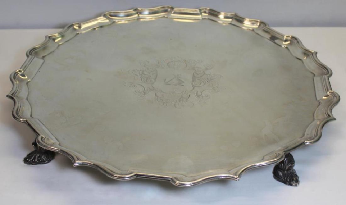 SILVER. Early 18th Century English Silver Salver. (1 of 6)