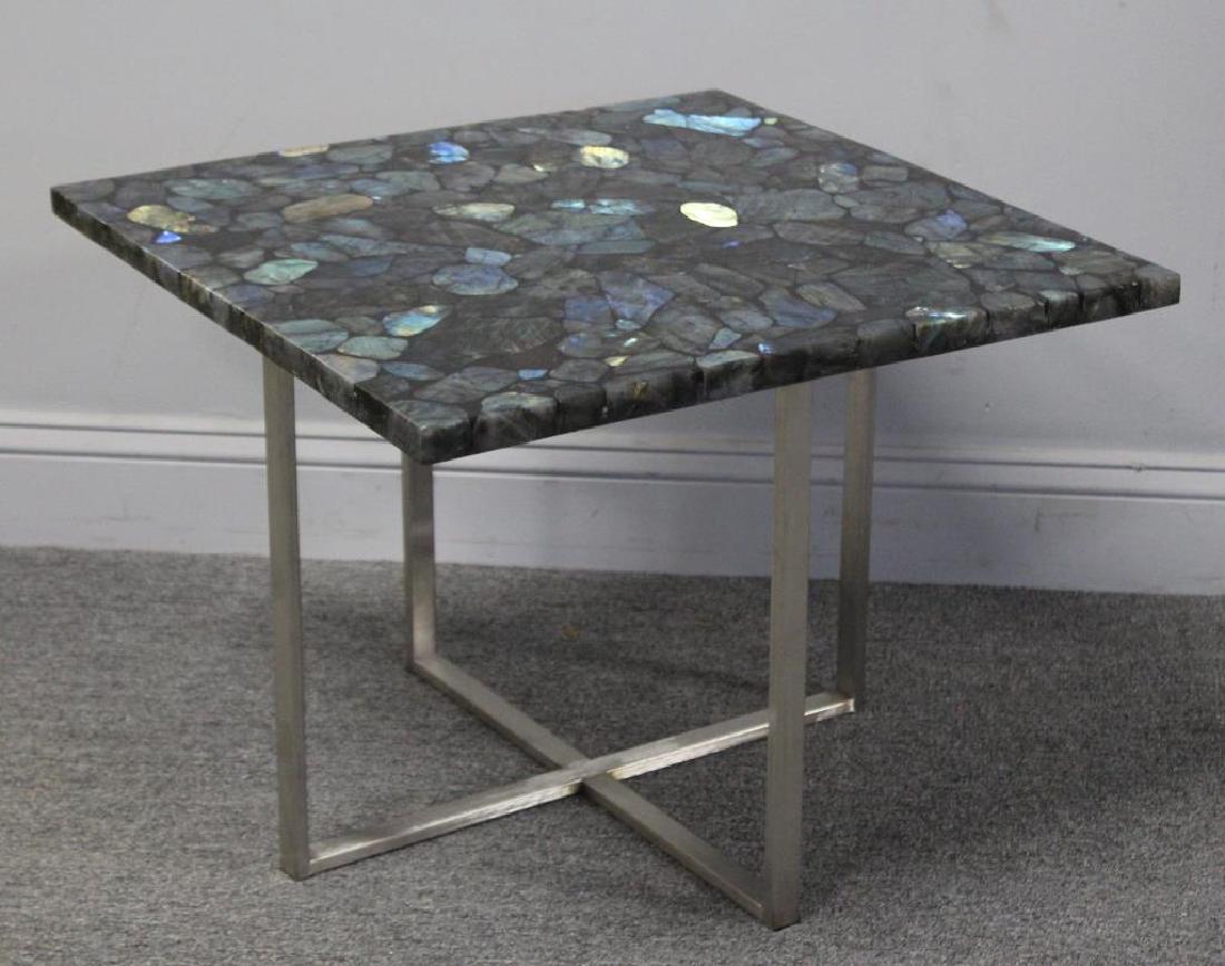 Modernist Labradorite Slab Side Table. (1 of 3)