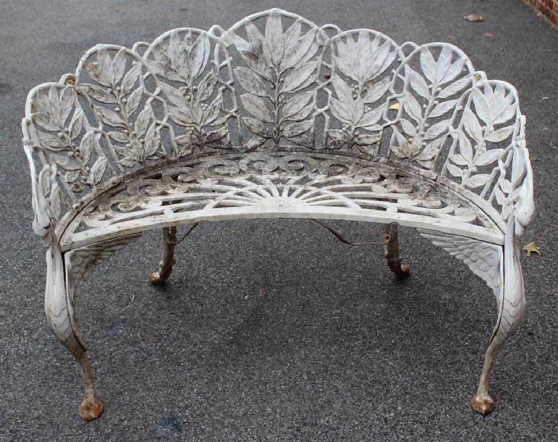 Antique White Painted Iron Demilune Bench. (1 of 6)