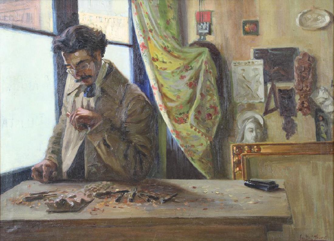 DE SERVI, Leo. Oil on Canvas. Woodcarver in the (1 of 9)