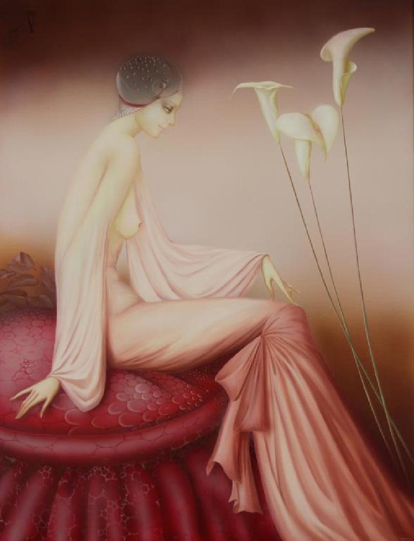 AUGE, Philippe. Oil on Canvas. Woman in Pink with (1 of 7)