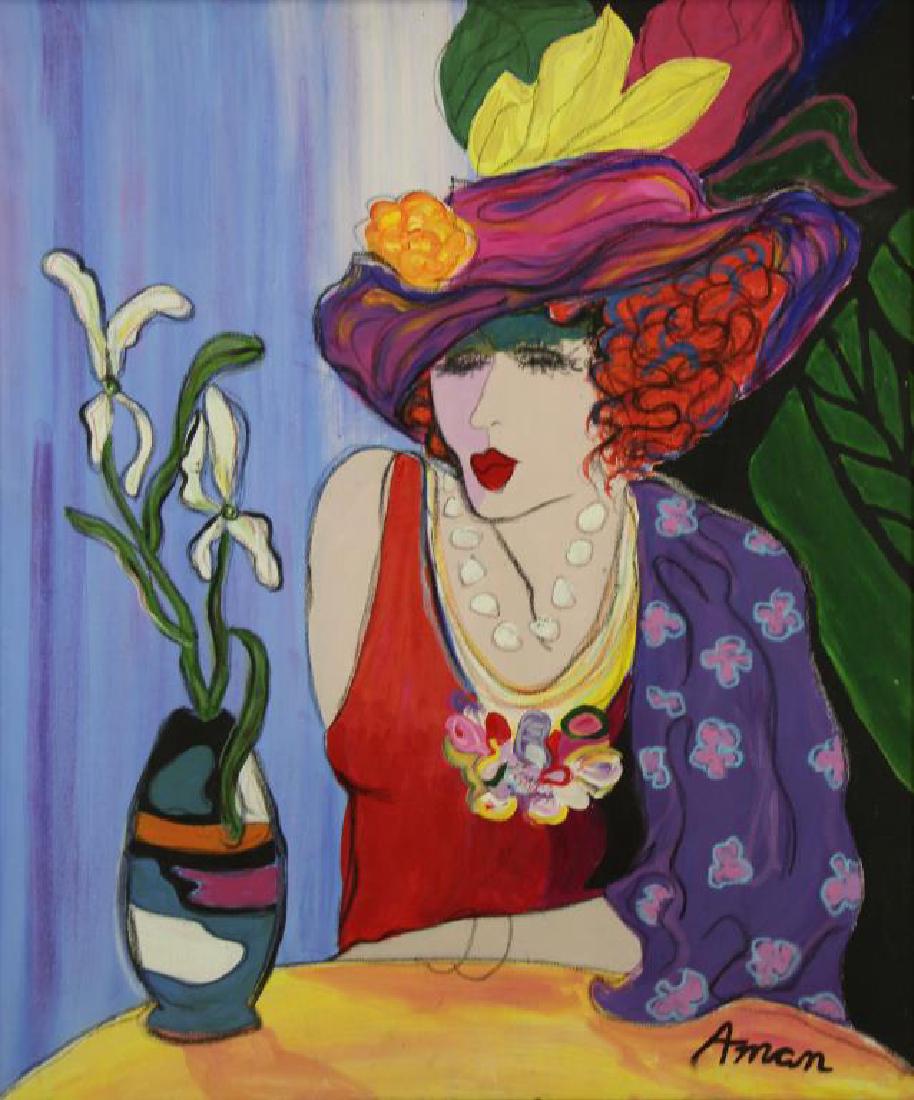 AMAN. Oil on Canvas. Woman in a Flower Hat. (1 of 6)