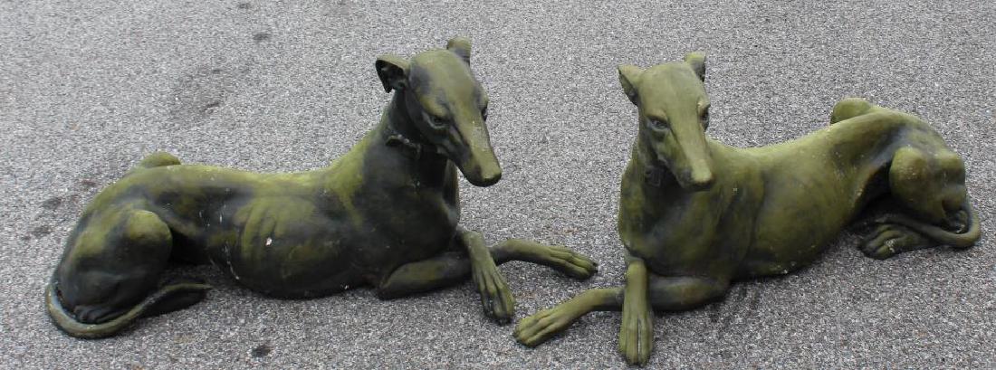 Lifesize Patinated Metal Sculptures of 2 Whippets. (1 of 8)