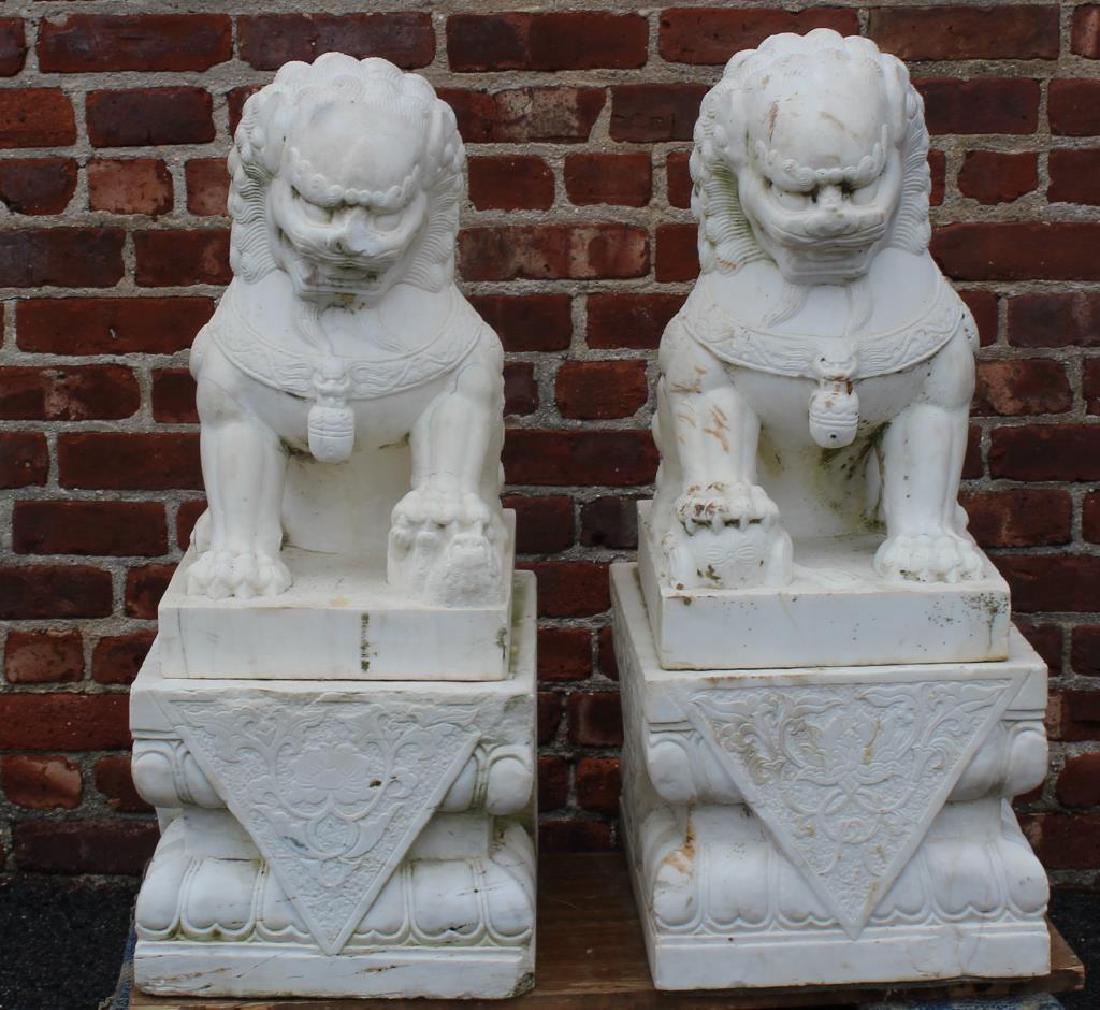 A Vintage Pair of Marble Foo Lions on Marble (1 of 9)
