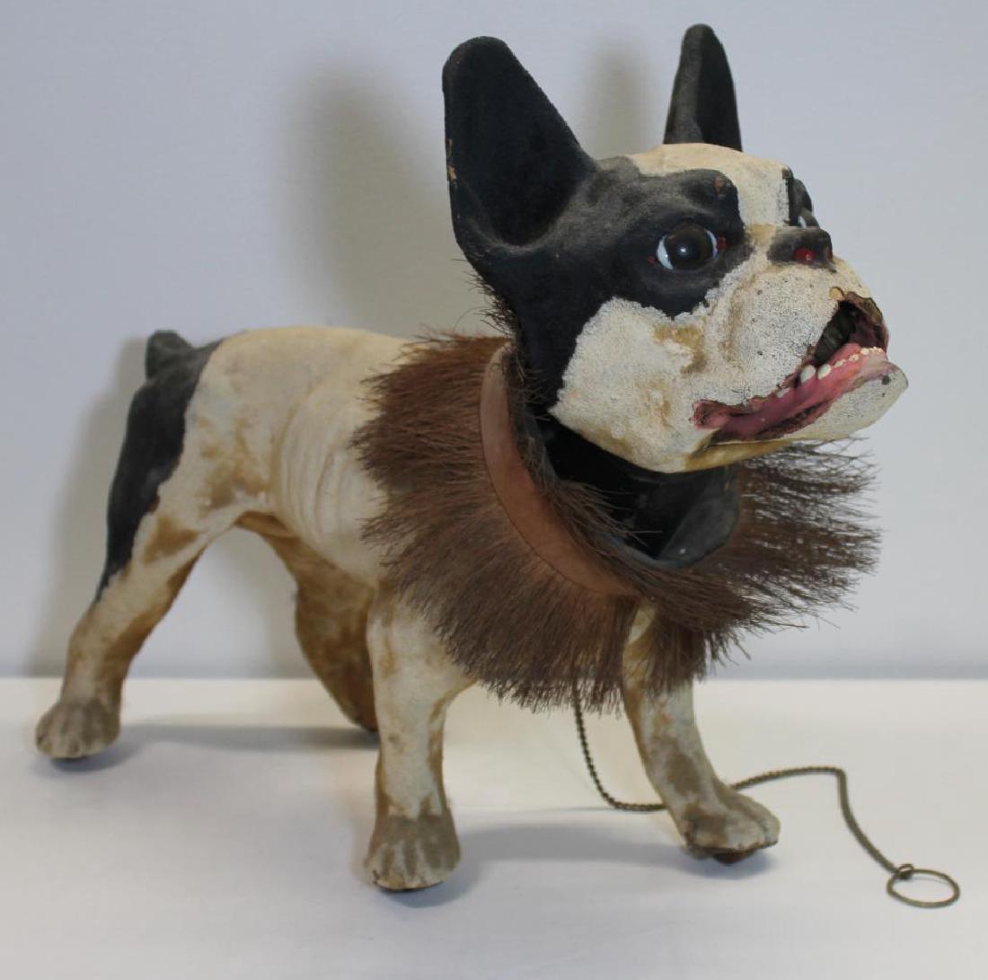 Late 19th C Papier Mache French Bulldog Growler. (1 of 10)