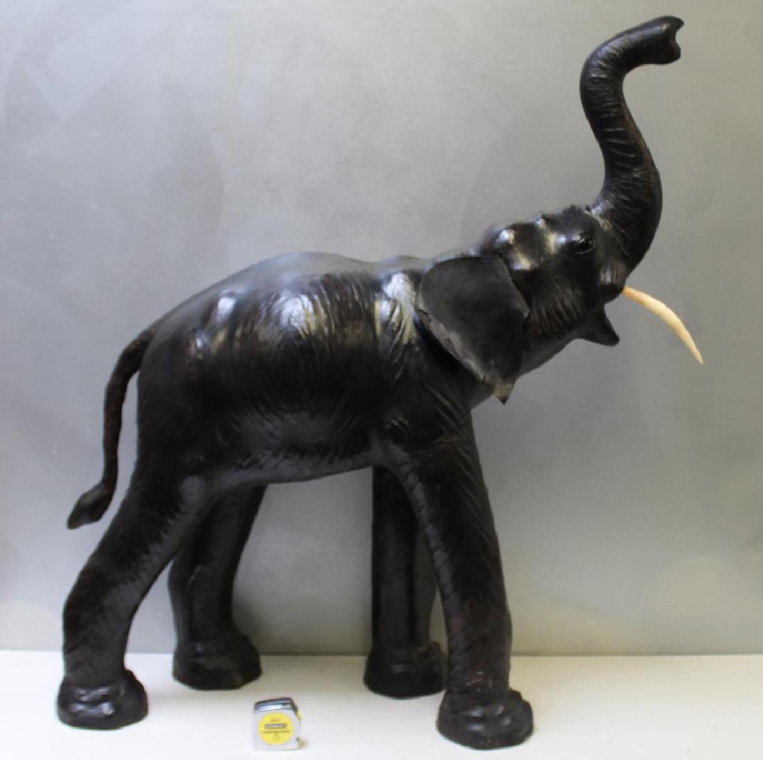 Vintage and Large Leather Elephant. (1 of 8)