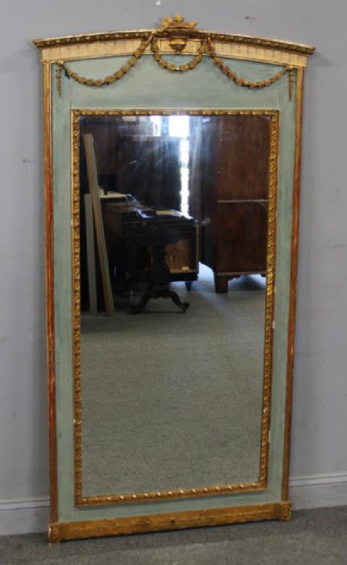 Giltwood and Painted Mirror Trumeau Style Mirror (1 of 8)
