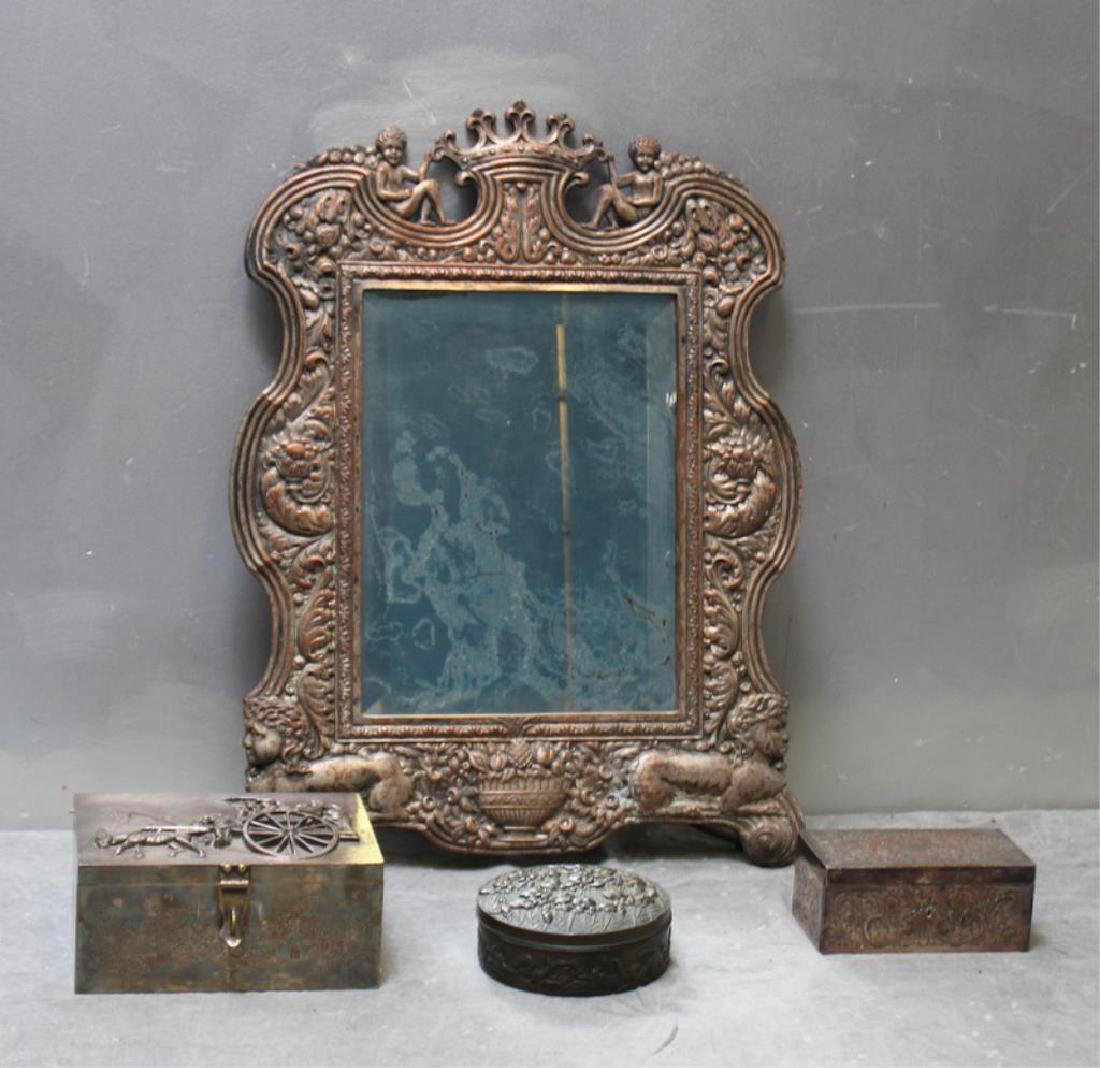 Lot of Ornate Silverplate. To Include a Mirror (1 of 14)