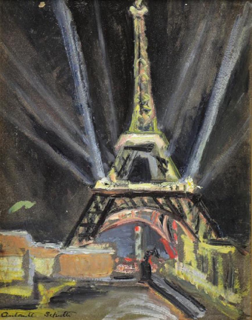 SCHULTE, Antoinette. Oil on Board. "Eiffel Tower" (1 of 6)