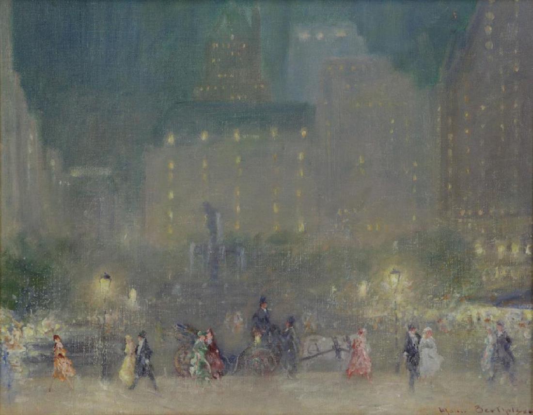 BERTHELSEN, Johann. Oil on Canvas, The Plaza, New (1 of 7)
