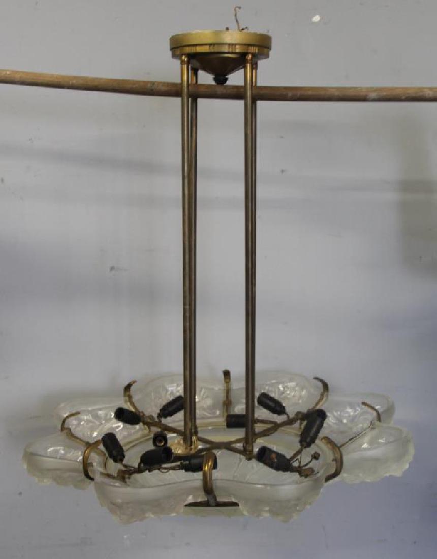 SABINO. French Art Glass and Gilt Metal Chandelier. (1 of 6)