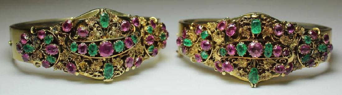 JEWELRY. Pair of Mughal or Rajasthani Style Ruby (1 of 8)