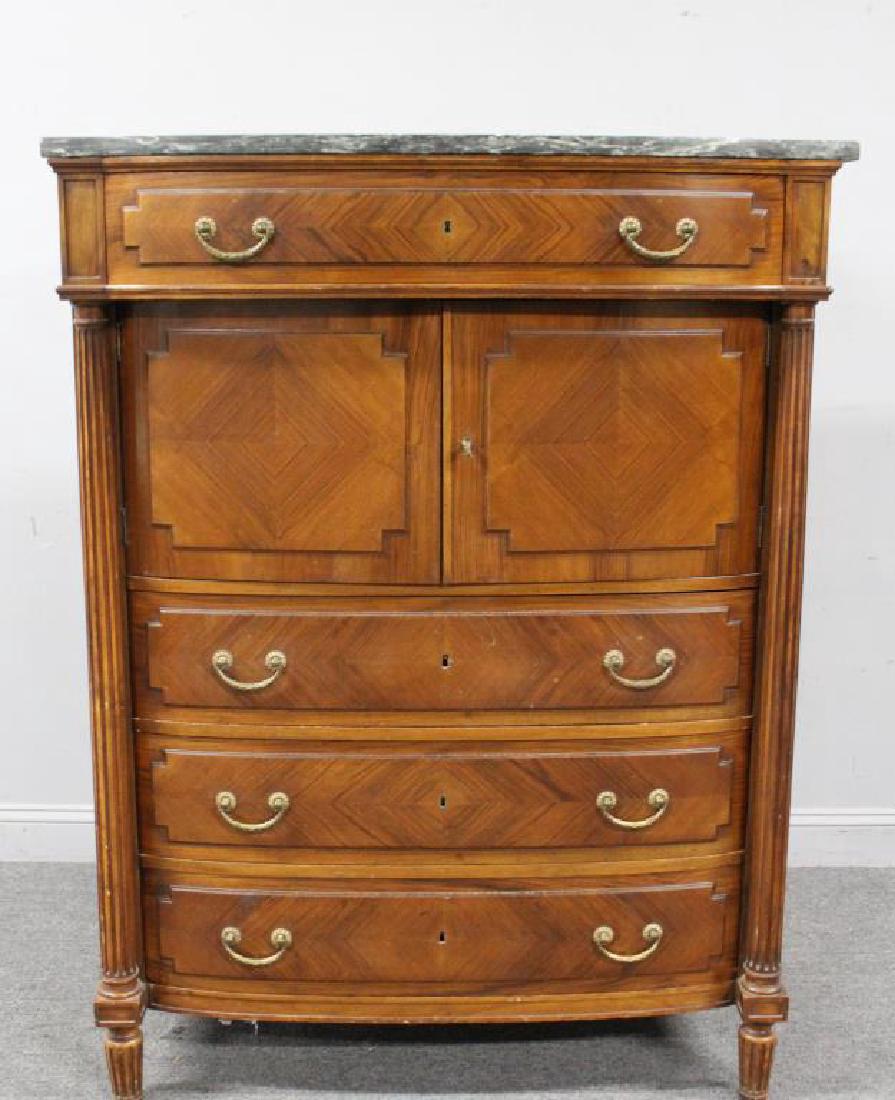 Antique Louis XV1 Style marbletop Chifferobe .: From a Scarsdale NY estate. Dimensions: 44" w x 26.5" d x 58" h.