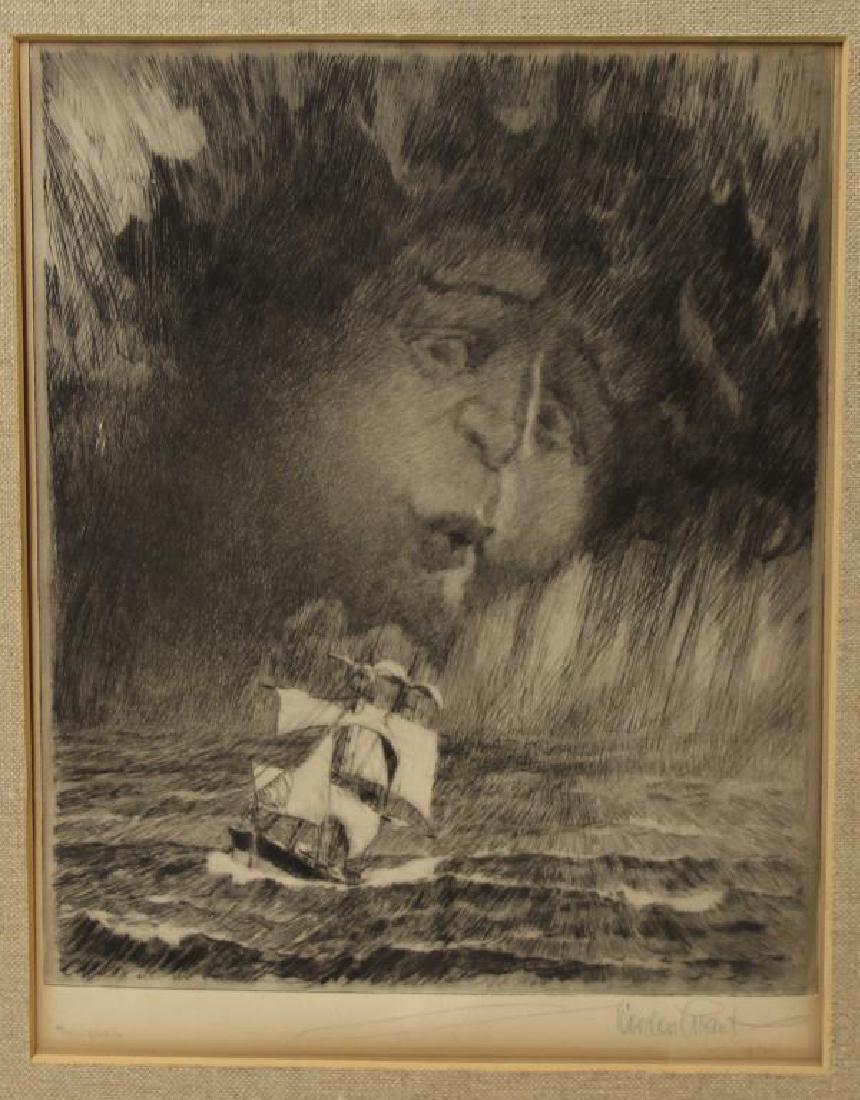 GRANT, Gordon .Pencil Signed Etching "The Squall" (1 of 7)