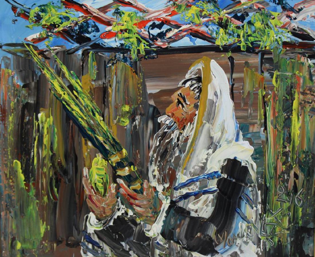KATZ, Morris. Oil on Board. "Rabbi".: Signed lower right. Morris Katz (Polish-American,1932-2010). From a Larchmont NY storage. - Dimensions: 20" high x 24" wide.