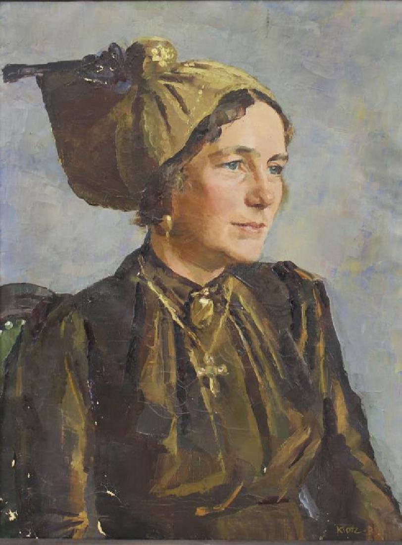 KLOTZ, P. Oil On Canvas. "Lady In Hat". (1 of 7)