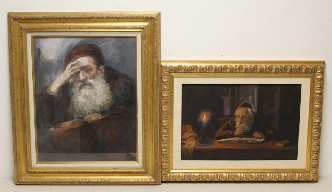 Oil On Canvas. 2 Signed Oil Paintings of Rabbis. (1 of 6)