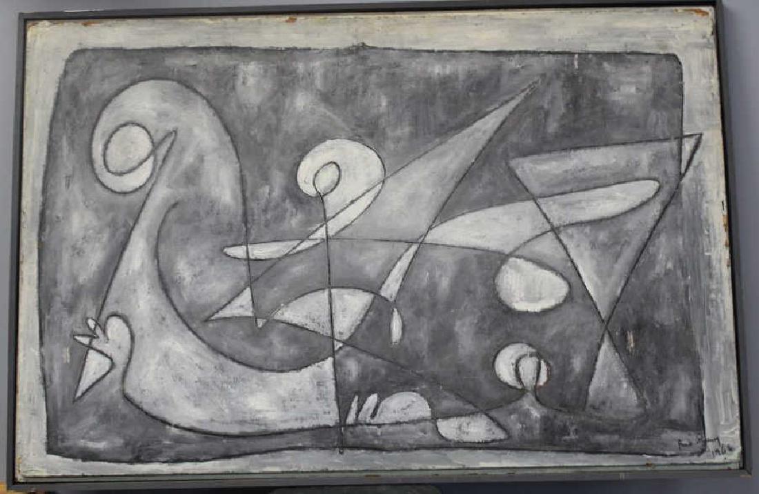 RAY. R.? Oil On Board Abstract Composition . (1 of 8)