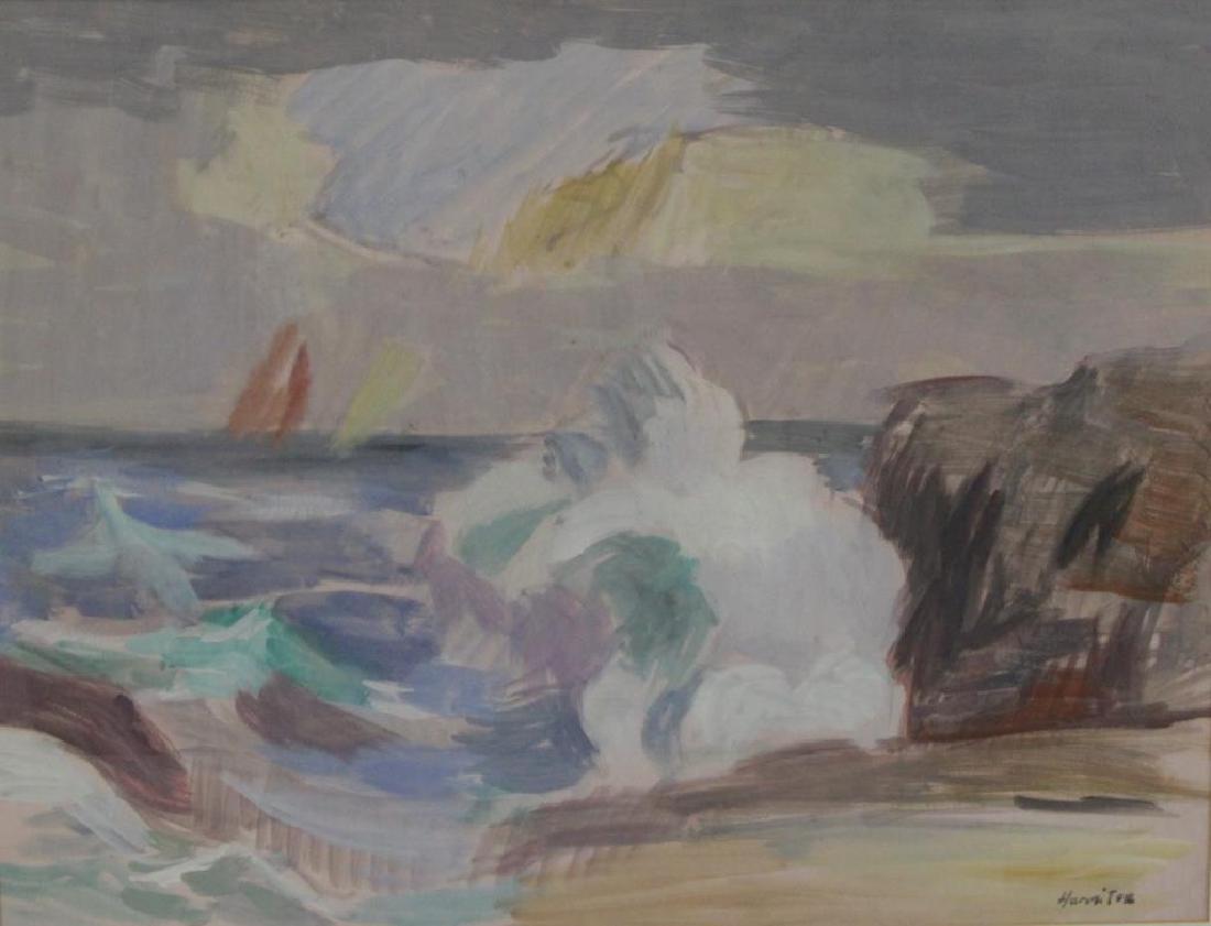 HARRITON, Abraham.Gouashe "Breaking Waves" .: Signed lower right . (Abraham Harriton NY 1893 - 1986 ). From a Larchmont NY storage - Dimensions: 14" x 19"