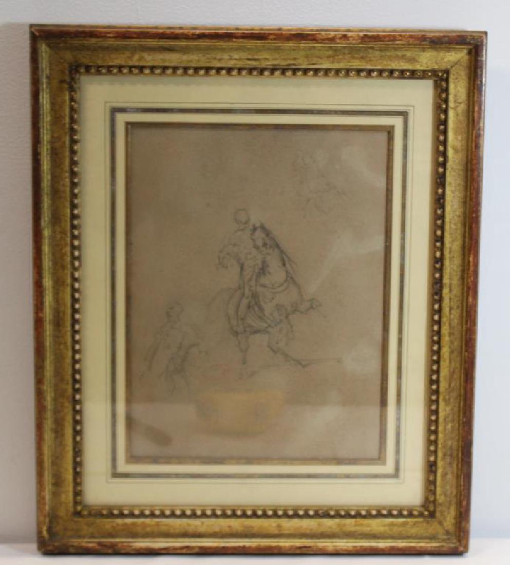 UNSIGNED .Double Sided Framed Drawing (1 of 6)