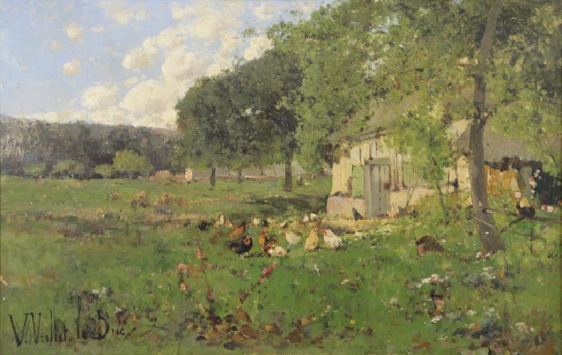 VIOLLET-LE-DUC, Victor. Oil on Canvas. Farmyard (1 of 6)