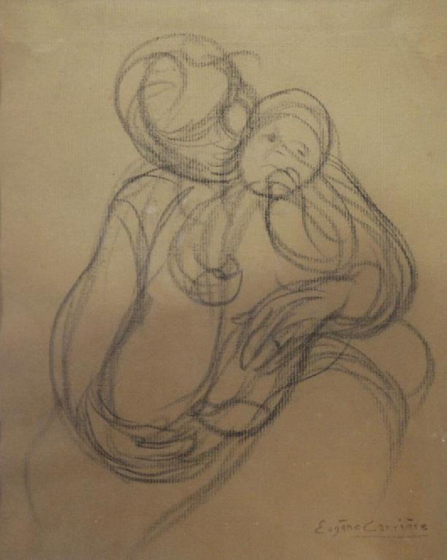 CARRIERE, Eugene. Charcoal on Paper. "Mother and (1 of 7)