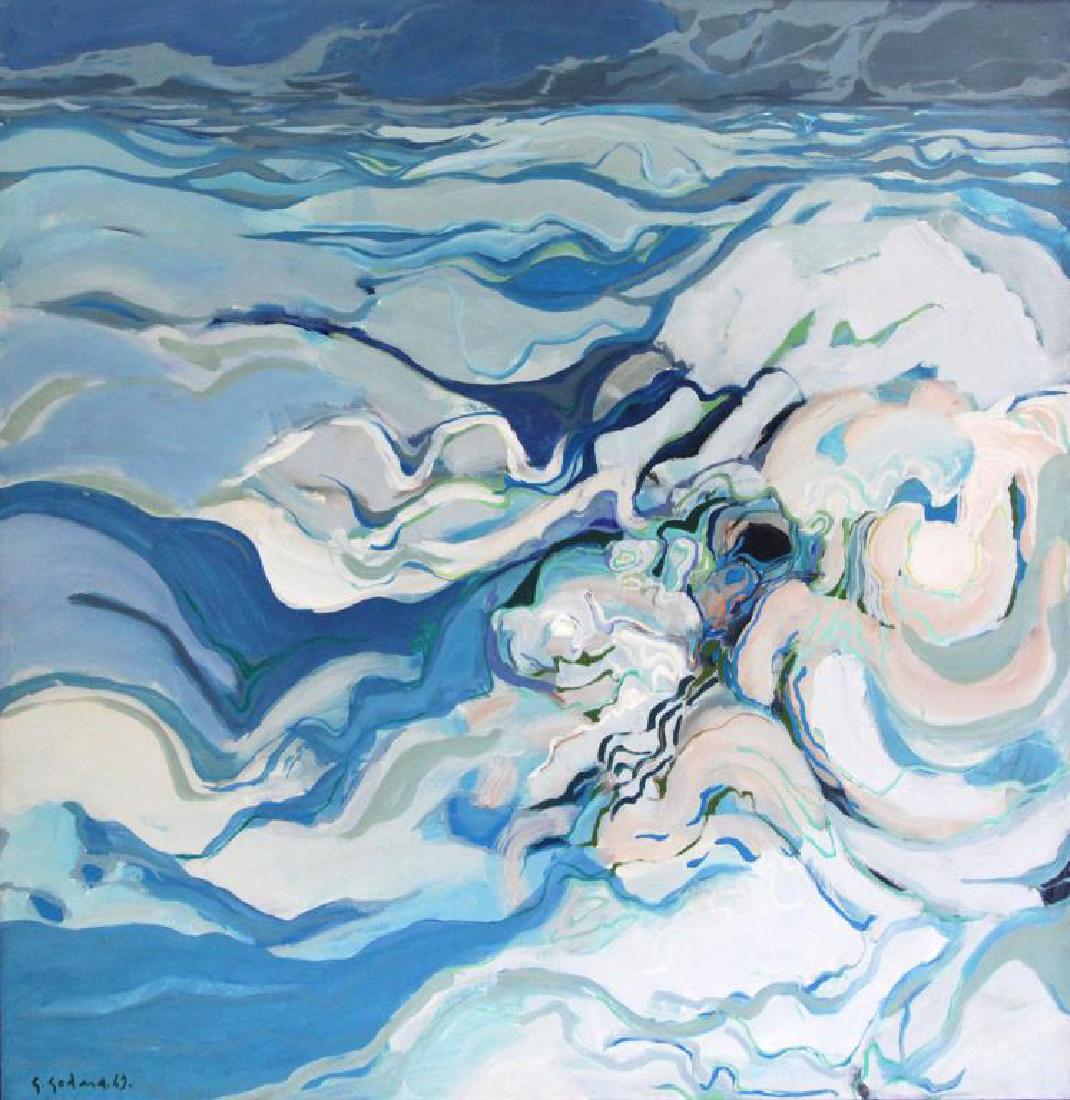 GODARD, Gabriel. Oil on Canvas. "Force" 1969.: Signed and dated lower left. Gabriel Godard (French, b. 1933). From an Prominent Corporate Collection, Westchester County, NY. - Dimensions: 48" high x 48" wide