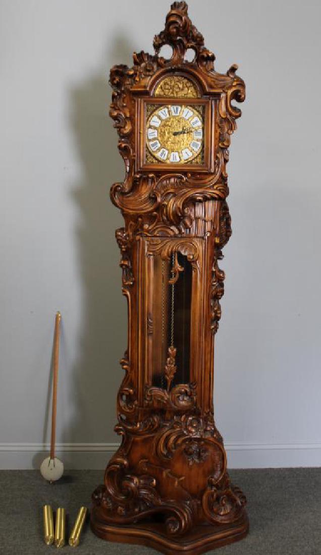 Italian Rococo Carved Wood Tallcase Clock (1 of 6)