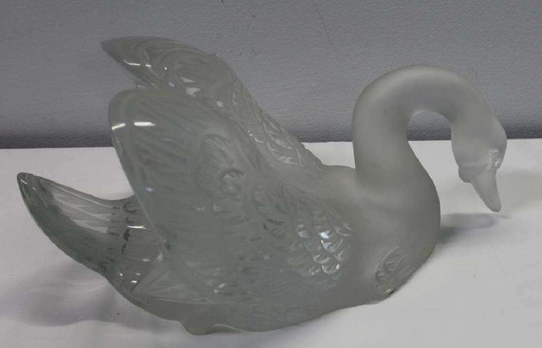 Lalique France. Crystal Cygne Head Down Swan. (1 of 7)