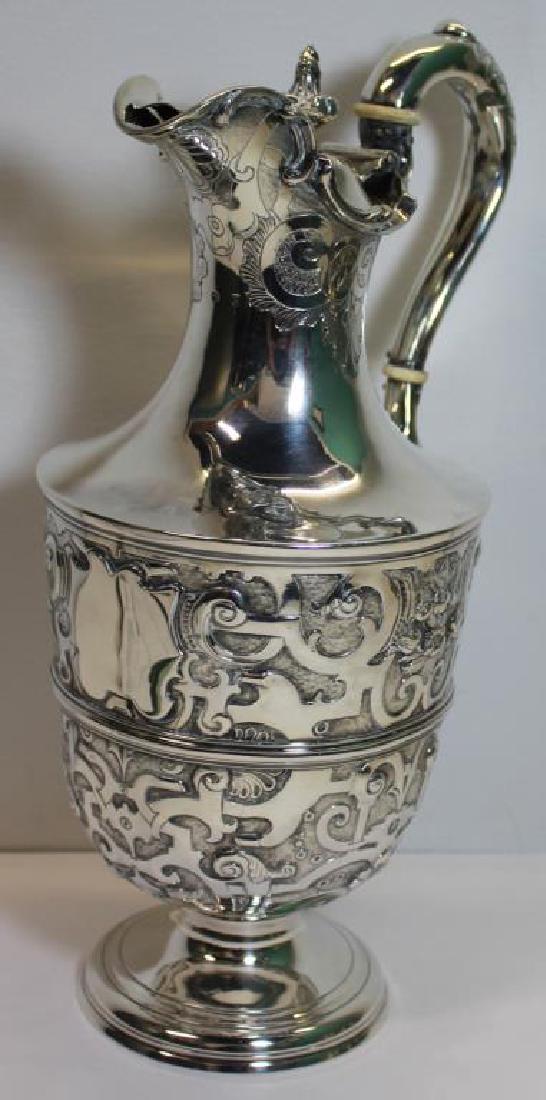 SILVER. Mid 19th C Glasgow Silver Pedestal Pitcher (1 of 10)