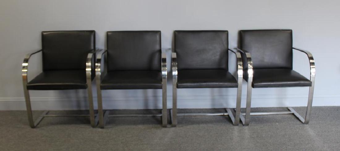 MIDCENTURY. Set Of 4 Knoll Brno Leather Chairs. (1 of 5)
