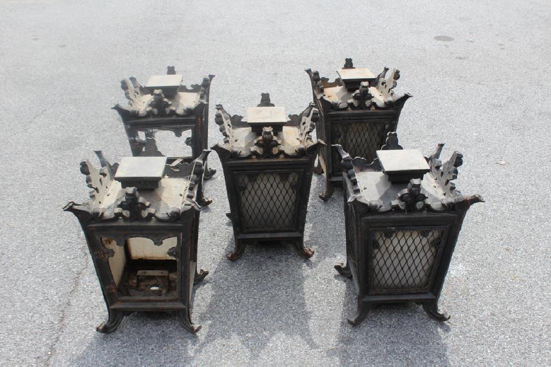 5 Antique Iron and Glass Lanterns. (1 of 9)