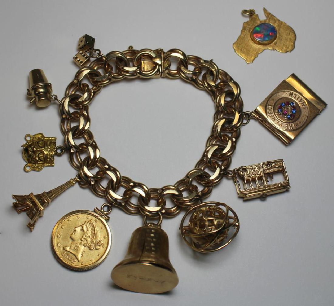 JEWELRY. 14kt Gold Charm Bracelet with 10 (1 of 11)