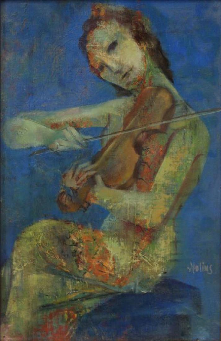 WOLINS, Joseph. Oil on Board. Violin Player. (1 of 4)