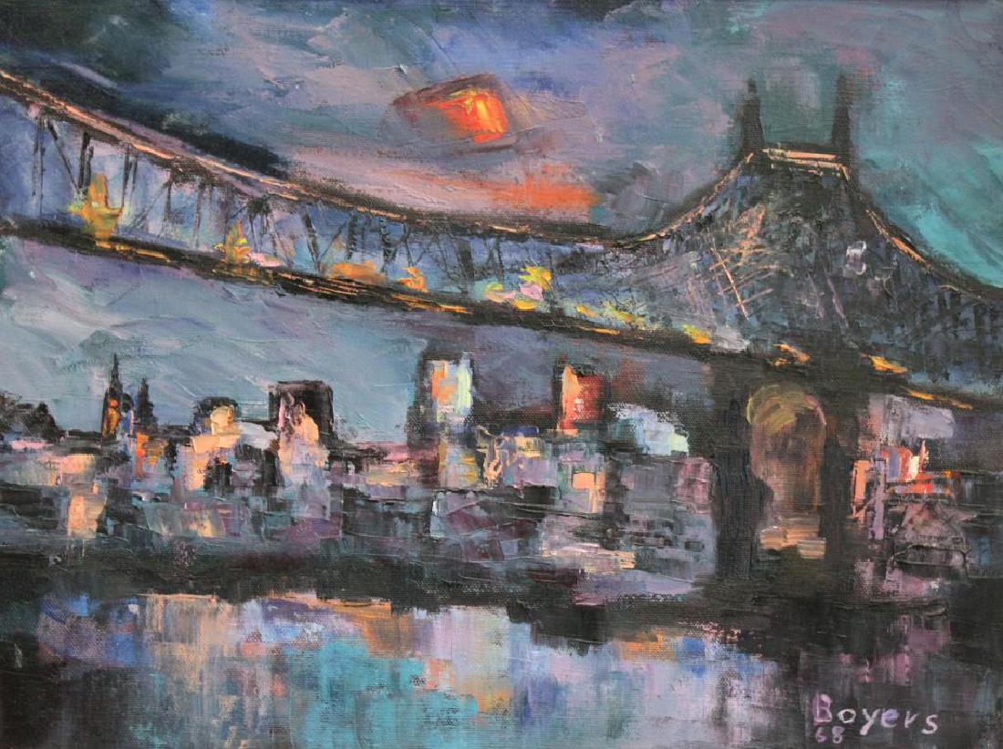 BOYERS. Oil on Canvas. View of Manhattan and (1 of 4)