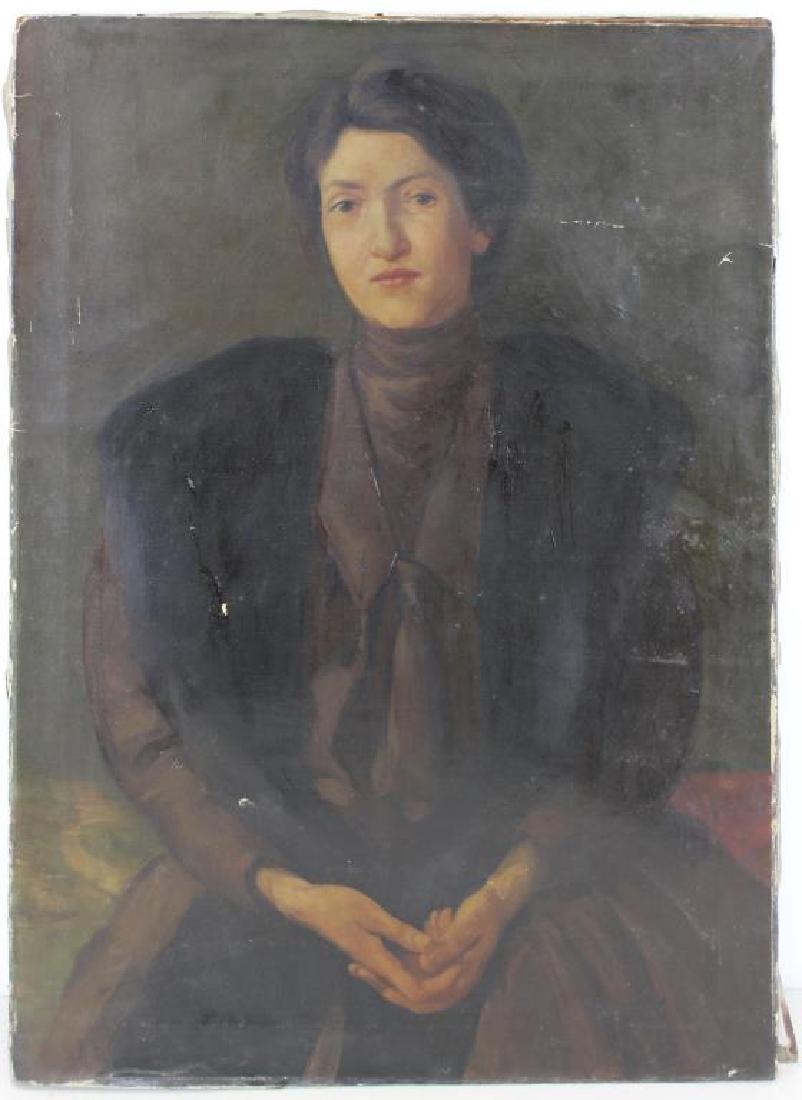 UNSIGNED. Oil on Canvas. Portrait of a Woman. (1 of 3)