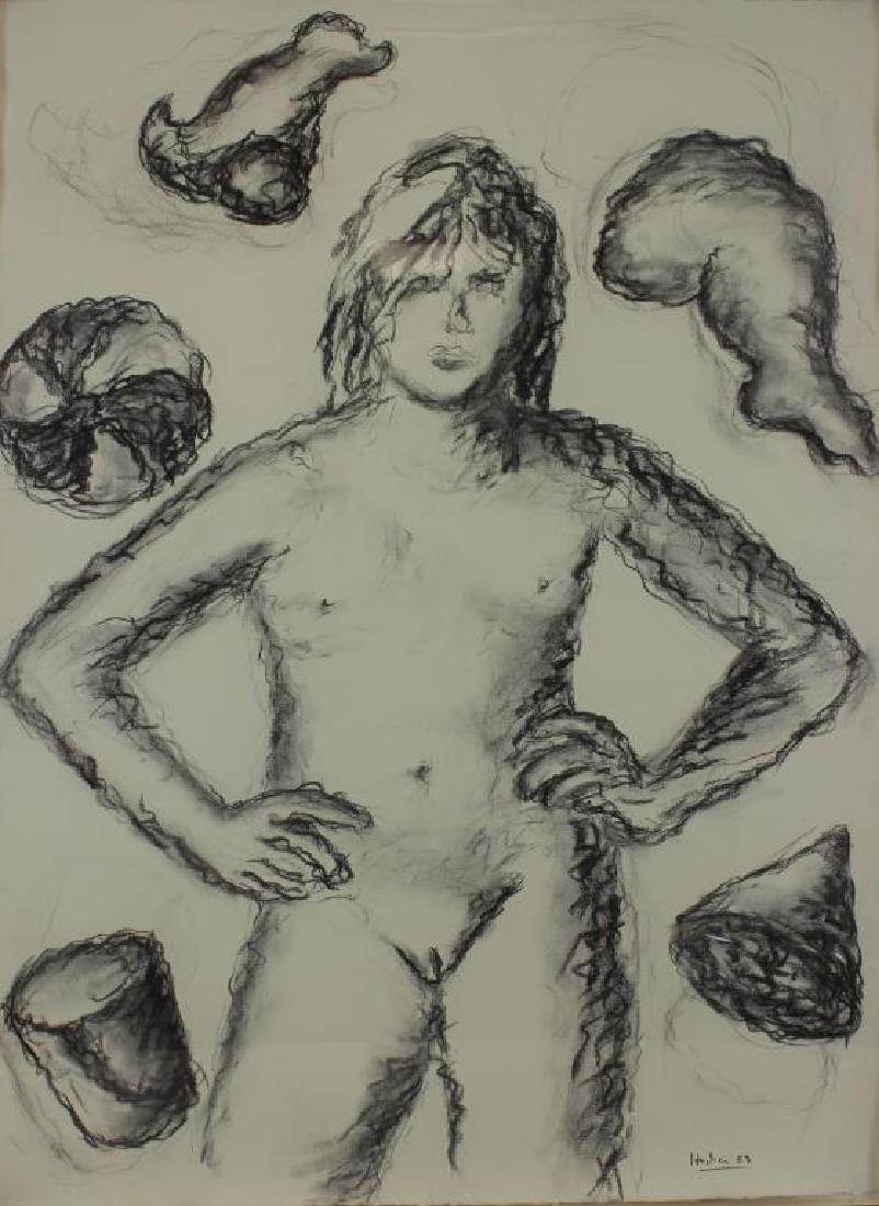 HACKER, Dieter. Charcoal on Paper. "Mon Dieu 9". (1 of 6)