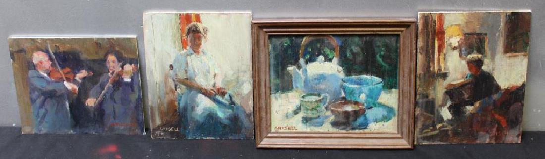 GRISELL, Susan. Lot of 4 Oil on Board. (1 of 7)