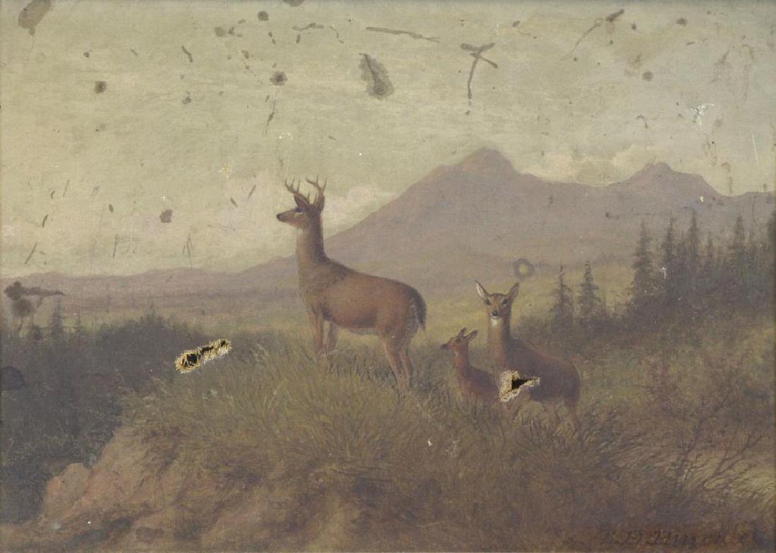 HINCKLEY, Thomas H. Oil on Canvas. Deer in (1 of 9)