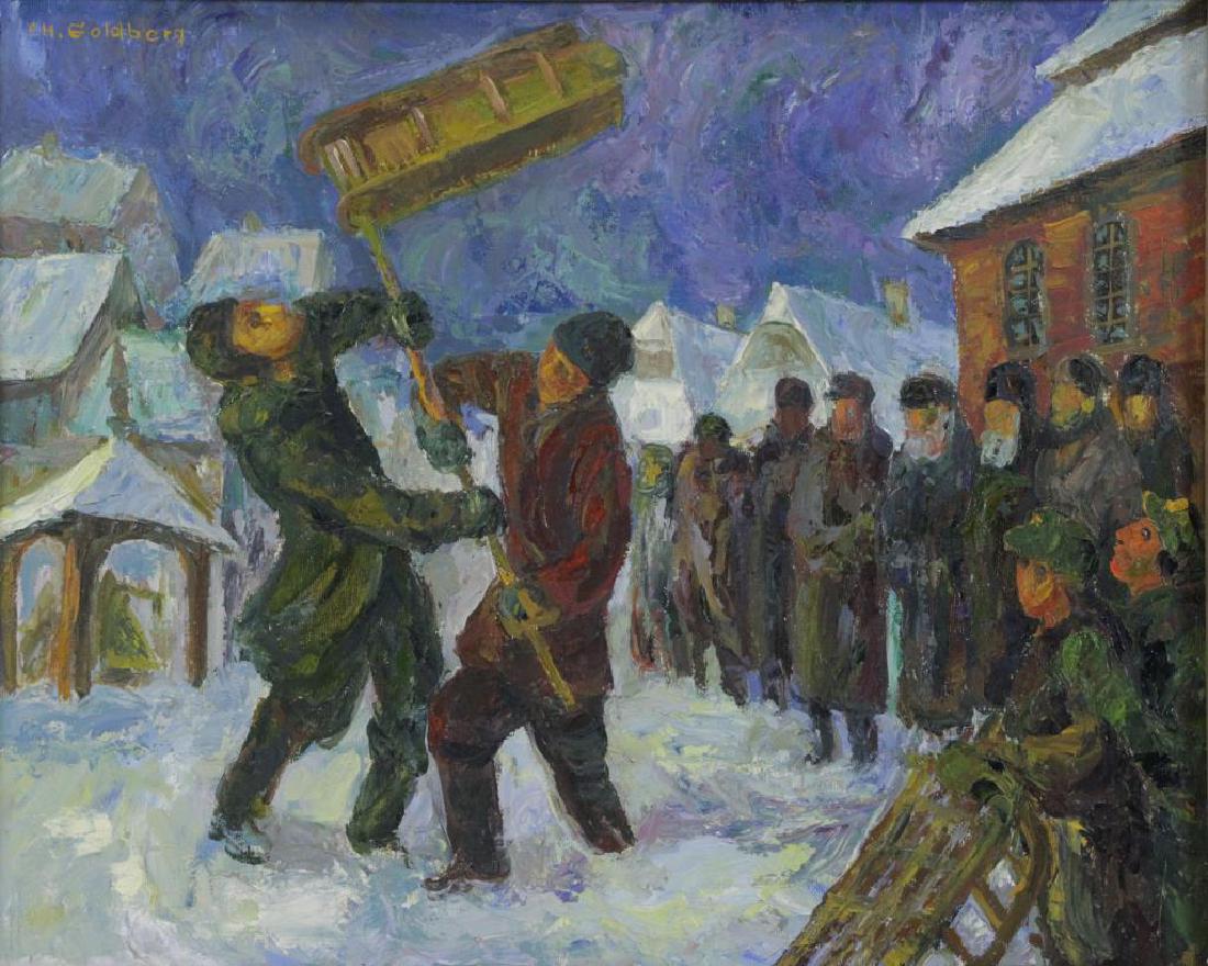 GOLDBERG, Chaim. Oil on Canvas. Purim Celebration (1 of 6)