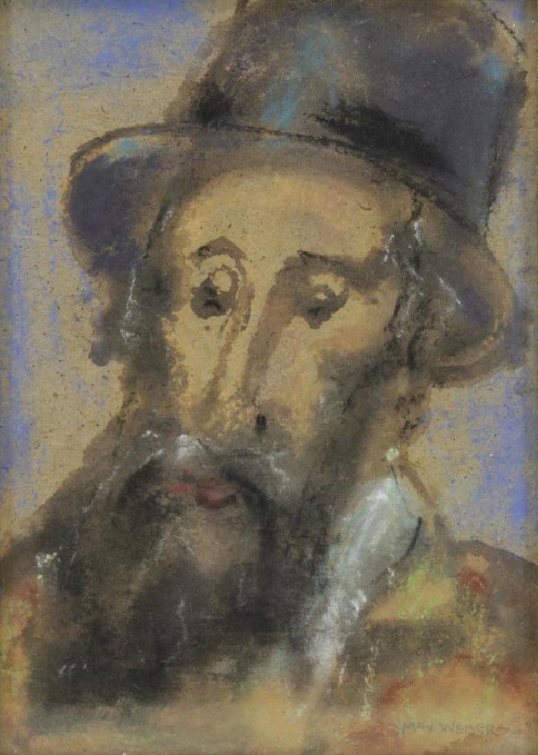 WEBER, Max. Watercolor and Pastel. Portrait of a: Hasid. Signed lower right. Max Weber (Russian, active in America, 1881-1961). From a Lawrence, NY collection. - Dimensions: Sight: 8.5" high x 6" wide